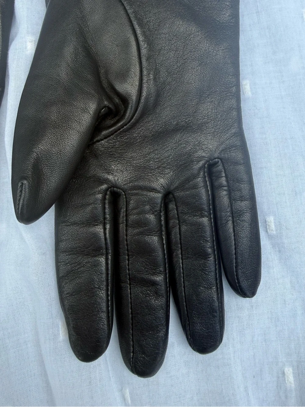 Vintage Beaded Cuff Genuine Leather Gloves Dark Brown Statement Accessories M